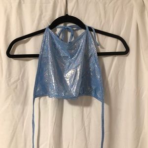 American Apparel sparkly light blue halter crop
